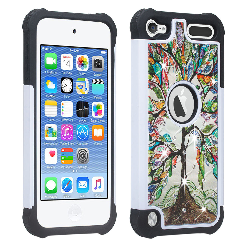 apple ipod touch6 diamond rhinestone case - vibrant tree - www.coverlabusa.com