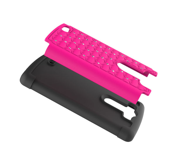 LG G3 s Rhinestone Case - Hot Pink/Black - www.coverlabusa.com