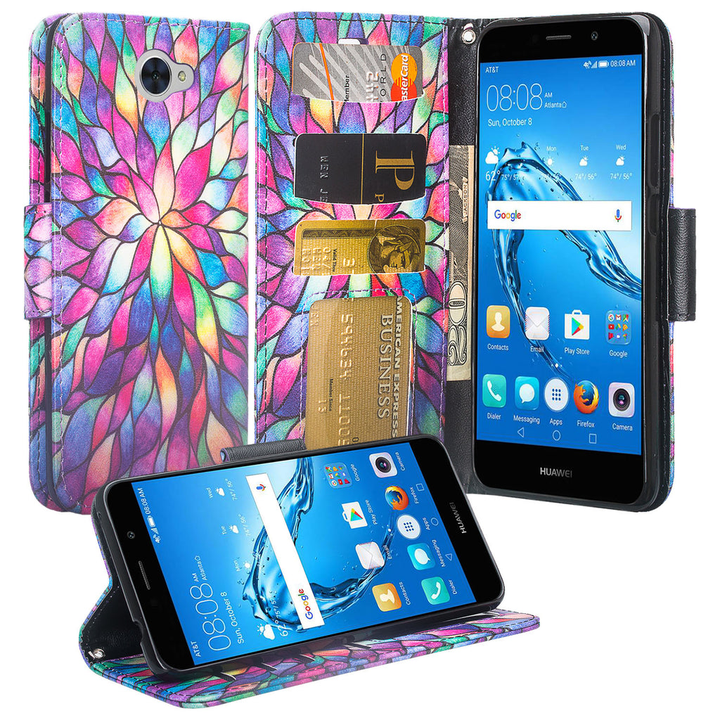 Huawei Ascend XT 2 Wallet Case - Rainbow Flower - www.coverlabusa.com