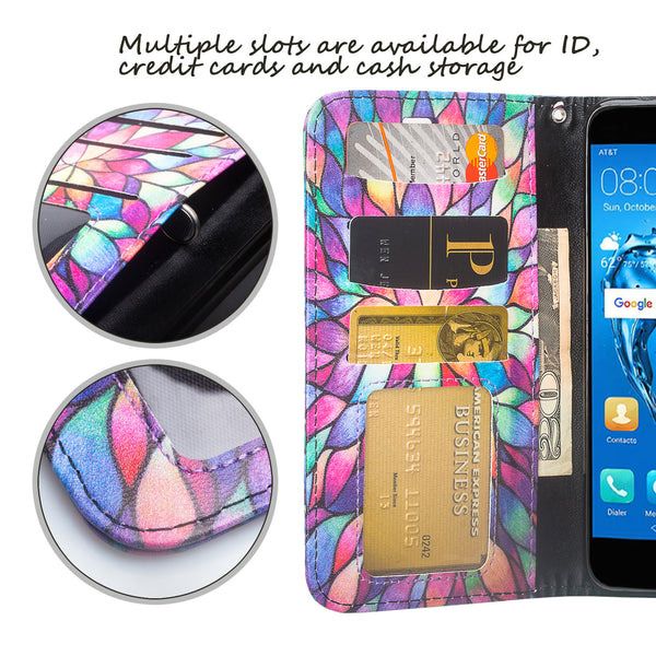 Huawei Ascend XT 2 Wallet Case - Rainbow Flower - www.coverlabusa.com