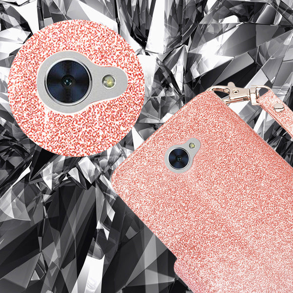 Huawei Ascend XT 2 Glitter Wallet Case - Rose Gold - www.coverlabusa.com