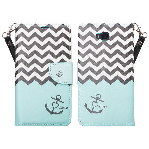 huawei ascend xt leather wallet case - teal anchor - www.coverlabusa.com