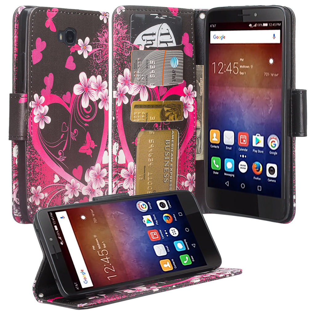 huawei ascend xt leather wallet case - heart butterflies - www.coverlabusa.com