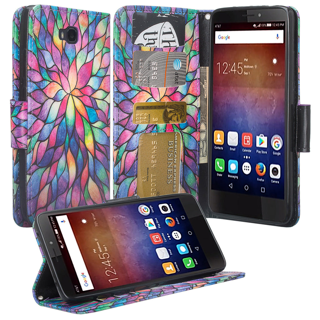 huawei ascend xt leather wallet case - rainbow flower - www.coverlabusa.com