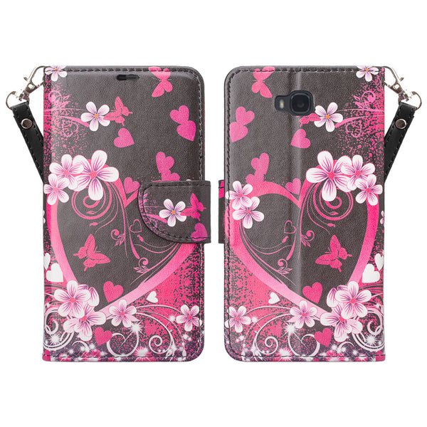 huawei ascend xt leather wallet case - heart butterflies - www.coverlabusa.com