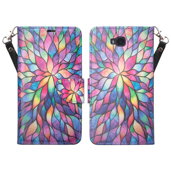 huawei ascend xt leather wallet case - rainbow flower - www.coverlabusa.com