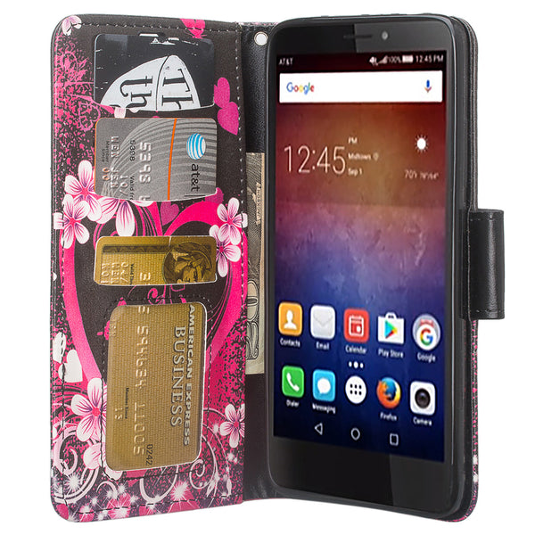 huawei ascend xt leather wallet case - heart butterflies - www.coverlabusa.com