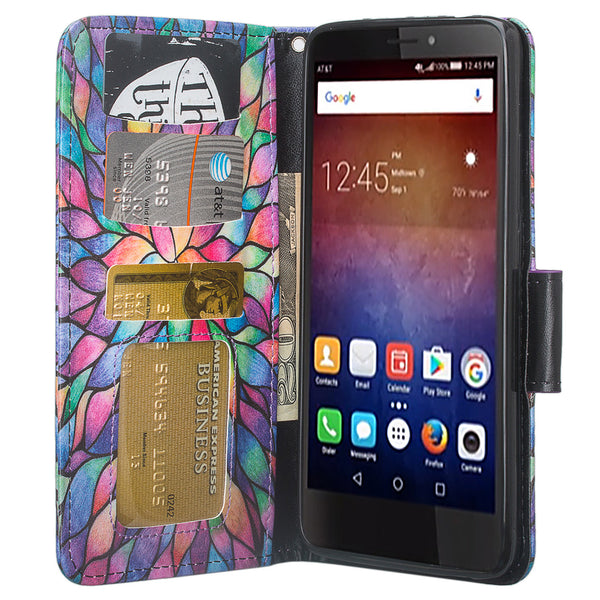 huawei ascend xt leather wallet case - rainbow flower - www.coverlabusa.com