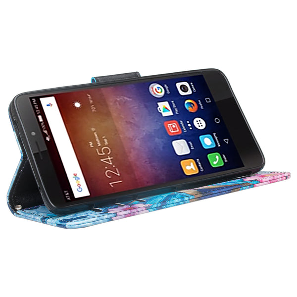 huawei ascend xt leather wallet case - blue butterfly - www.coverlabusa.com
