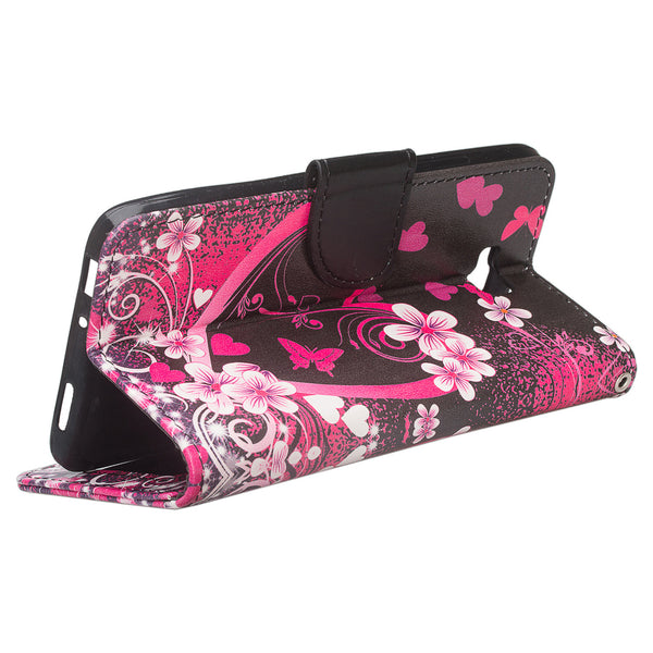 huawei ascend xt leather wallet case - heart butterflies - www.coverlabusa.com