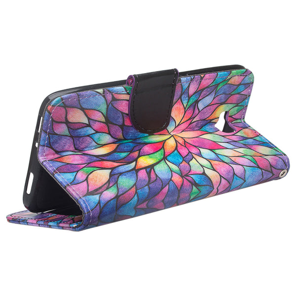 huawei ascend xt leather wallet case - rainbow flower - www.coverlabusa.com