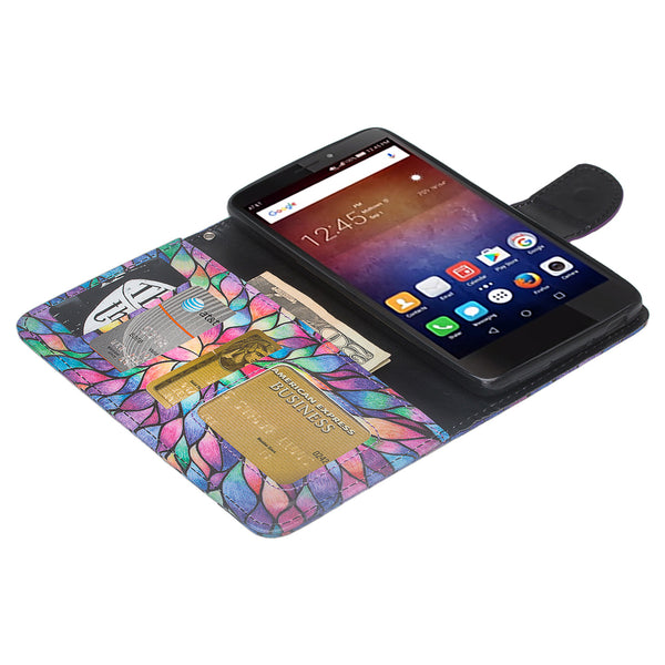 huawei ascend xt leather wallet case - rainbow flower - www.coverlabusa.com