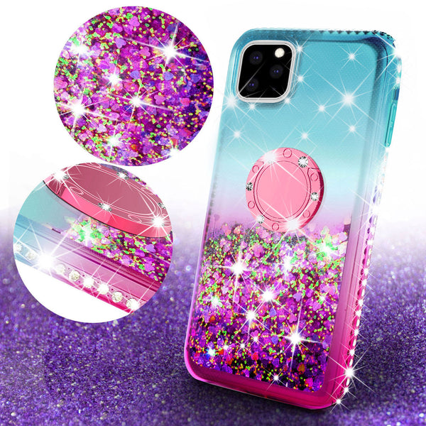 glitter phone case for apple iphone 11 pro - teal/pink gradient - www.coverlabusa.com