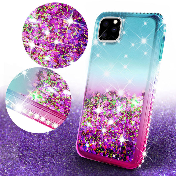 glitter phone case for apple iphone 11 - pink/teal gradient - www.coverlabusa.com