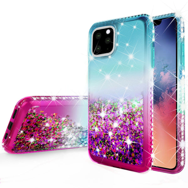 glitter phone case for apple iphone 11 - pink/teal gradient - www.coverlabusa.com