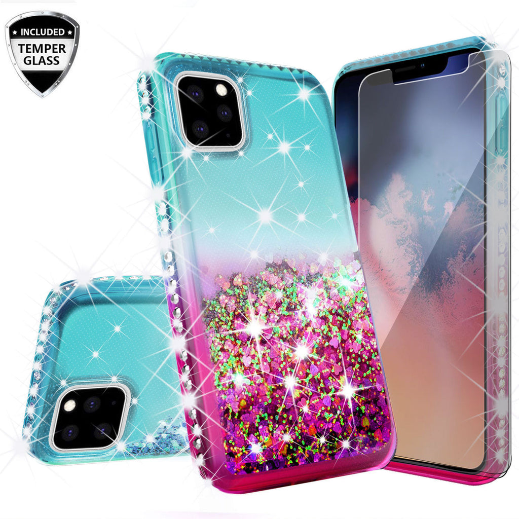 glitter phone case for apple iphone 11 - pink/teal gradient - www.coverlabusa.com