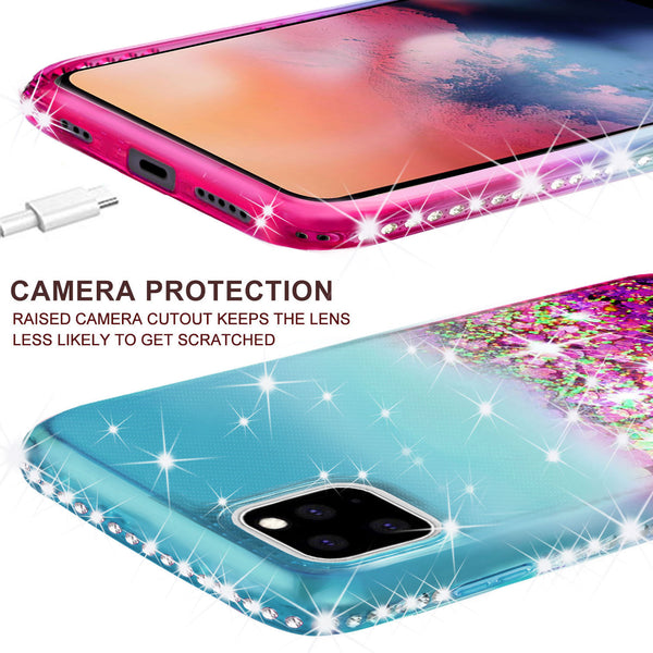 glitter phone case for apple iphone 11 - pink/teal gradient - www.coverlabusa.com