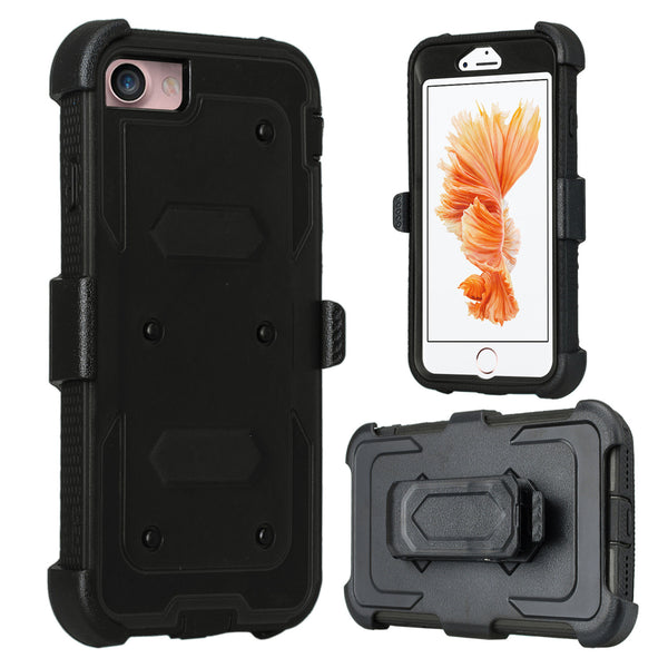iphone 7 case, iphone 7 holster shell combo | heavy duty with screen protector - black - www.coverlabusa.com