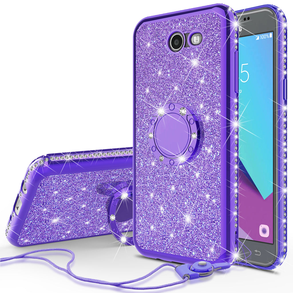 samsung galaxy j7 (2017) glitter bling fashion case - purple - www.coverlabusa.com