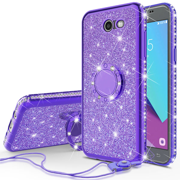 samsung galaxy j7 (2017) glitter bling fashion case - purple - www.coverlabusa.com