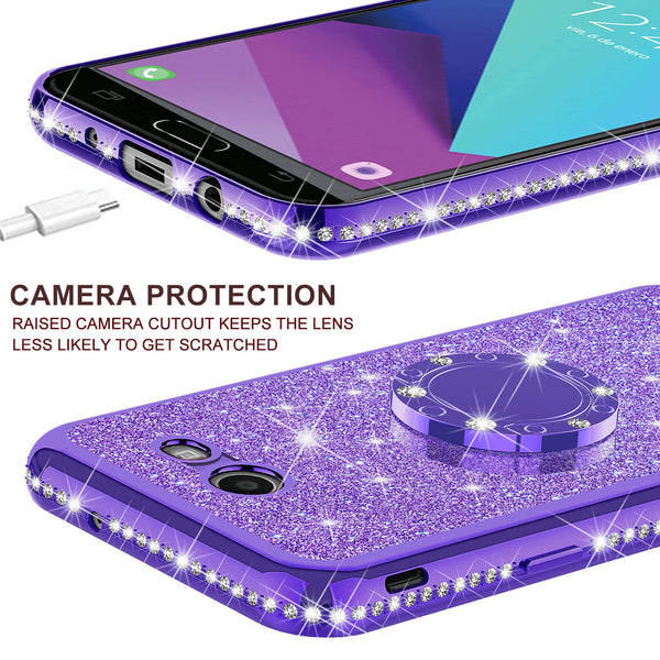 samsung galaxy j7 (2017) glitter bling fashion case - purple - www.coverlabusa.com