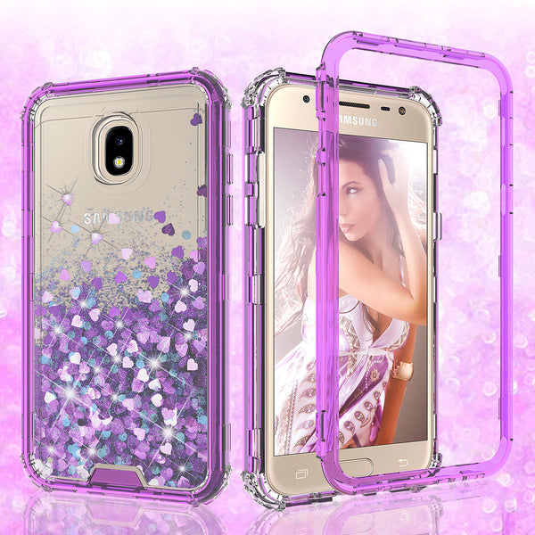 hard clear glitter phone case for samsung galaxy j3 2018 - purple - www.coverlabusa.com
