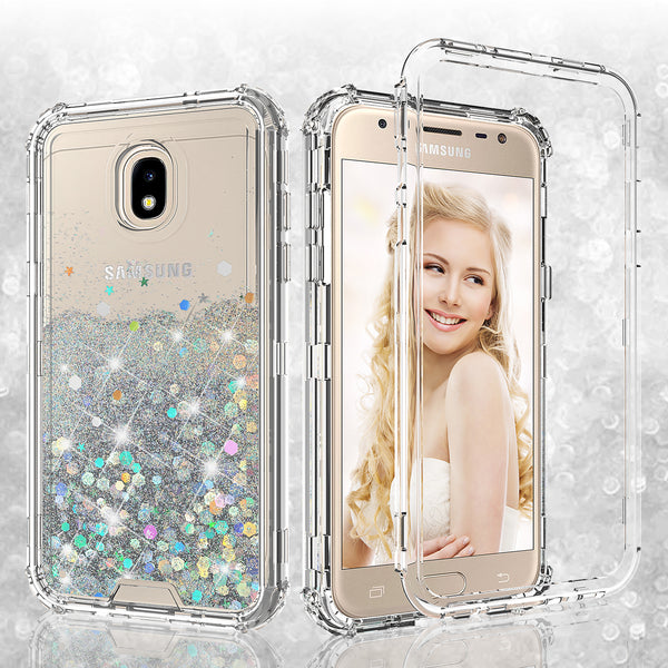 hard clear glitter phone case for samsung galaxy j3 2018 - clear - www.coverlabusa.com