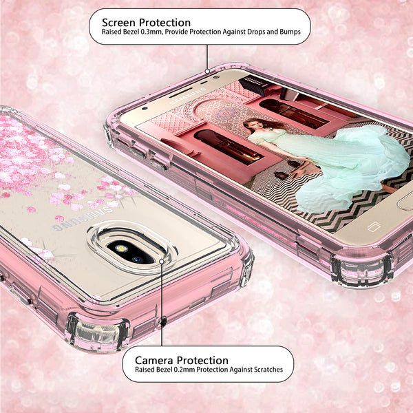 hard clear glitter phone case for samsung galaxy j3 2018 - pink - www.coverlabusa.com