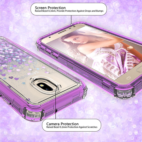 hard clear glitter phone case for samsung galaxy j3 2018 - purple - www.coverlabusa.com