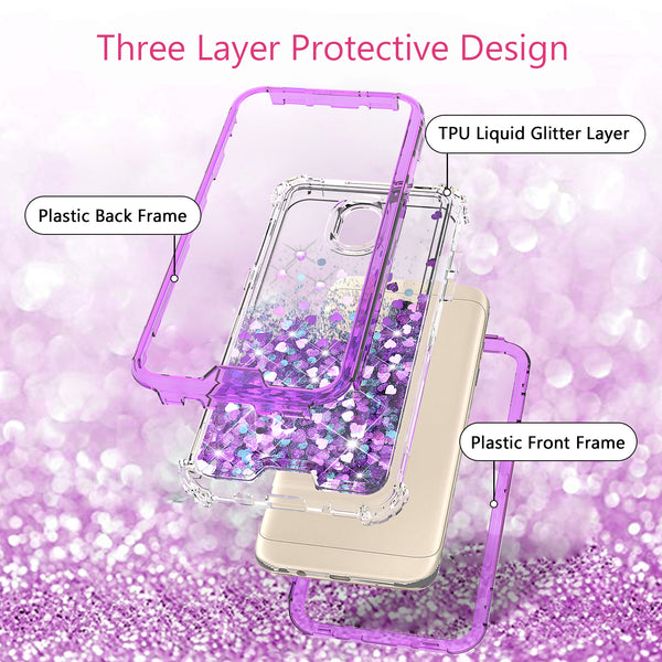 hard clear glitter phone case for samsung galaxy j3 2018 - purple - www.coverlabusa.com