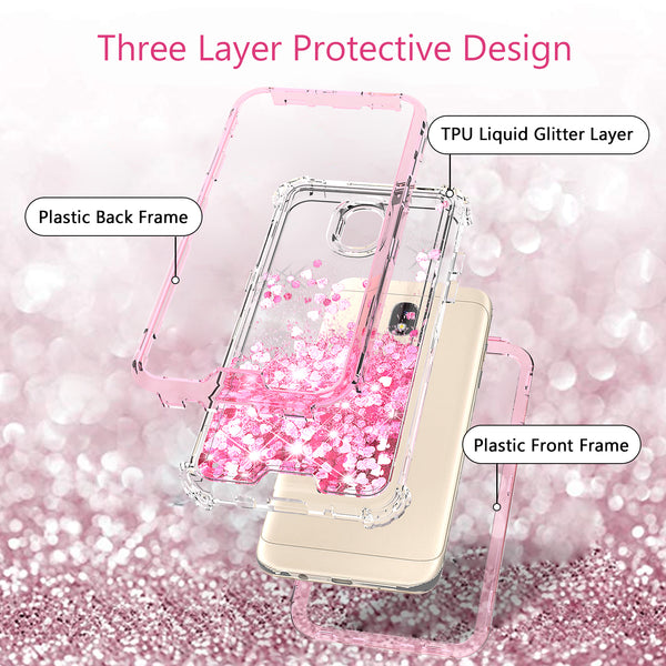 hard clear glitter phone case for samsung galaxy j3 2018 - pink - www.coverlabusa.com