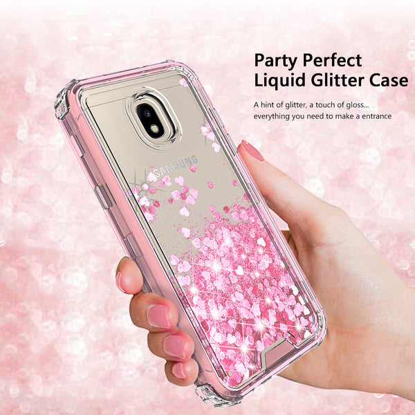 hard clear glitter phone case for samsung galaxy j3 2018 - pink - www.coverlabusa.com