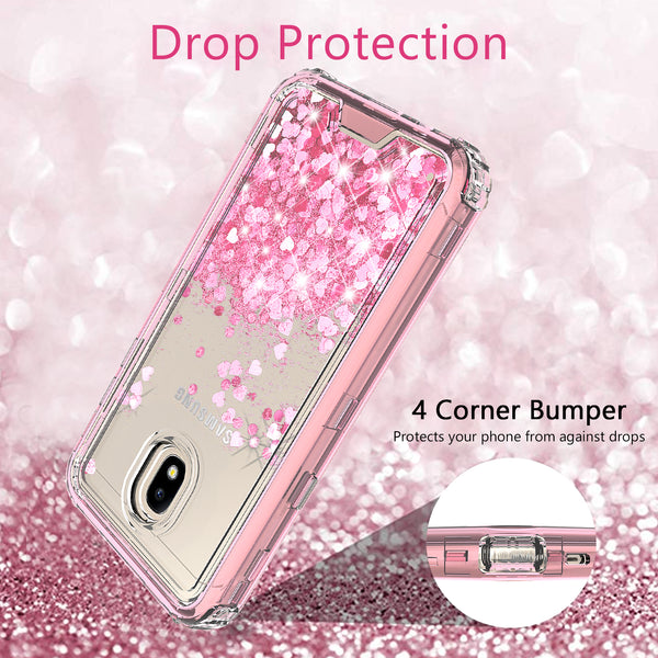 hard clear glitter phone case for samsung galaxy j3 2018 - pink - www.coverlabusa.com