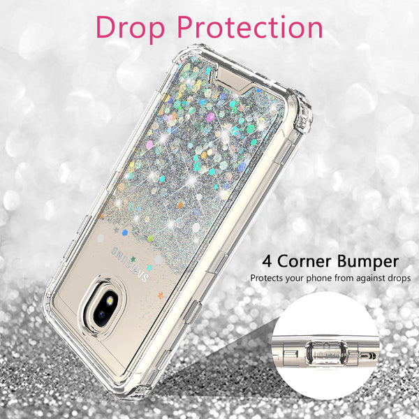 hard clear glitter phone case for samsung galaxy j3 2018 - clear - www.coverlabusa.com