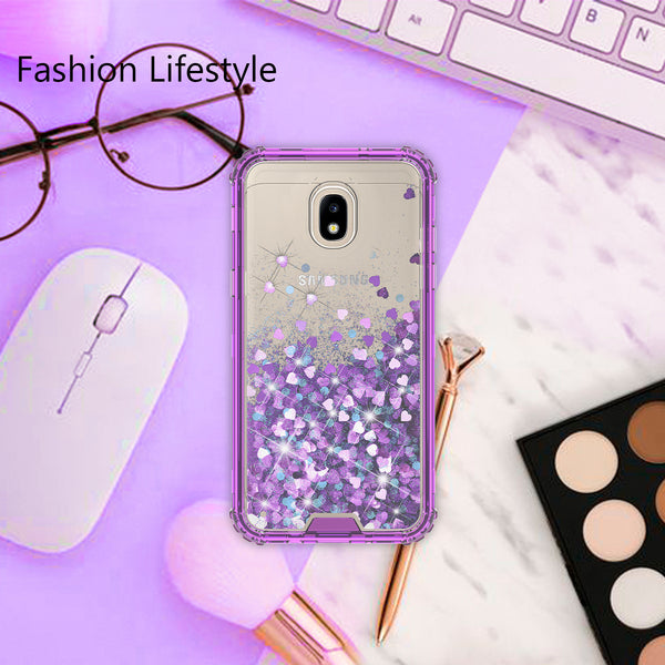 hard clear glitter phone case for samsung galaxy j3 2018 - purple - www.coverlabusa.com