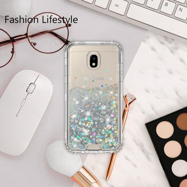 hard clear glitter phone case for samsung galaxy j3 2018 - clear - www.coverlabusa.com