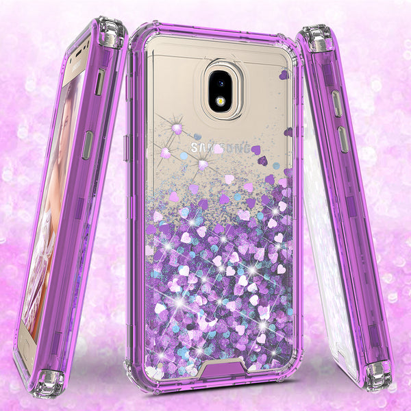 hard clear glitter phone case for samsung galaxy j3 2018 - purple - www.coverlabusa.com