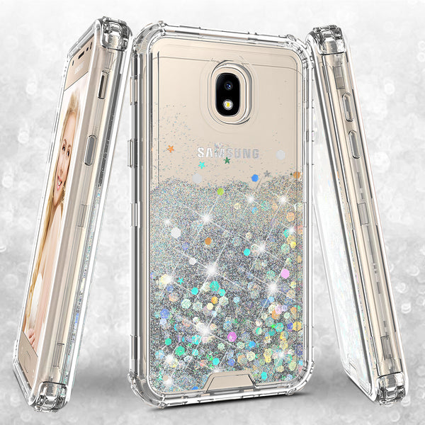 hard clear glitter phone case for samsung galaxy j3 2018 - clear - www.coverlabusa.com