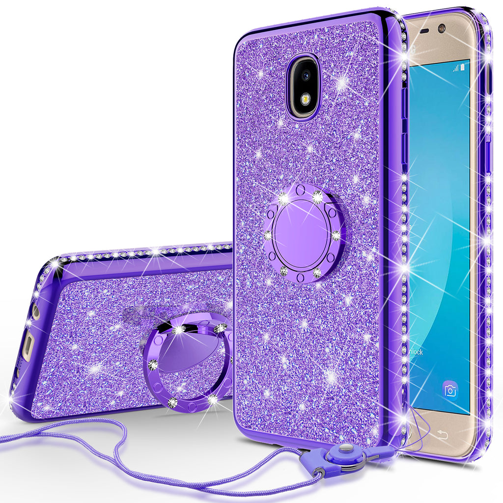 samsung galaxy j3 (2018) glitter bling fashion case - purple - www.coverlabusa.com