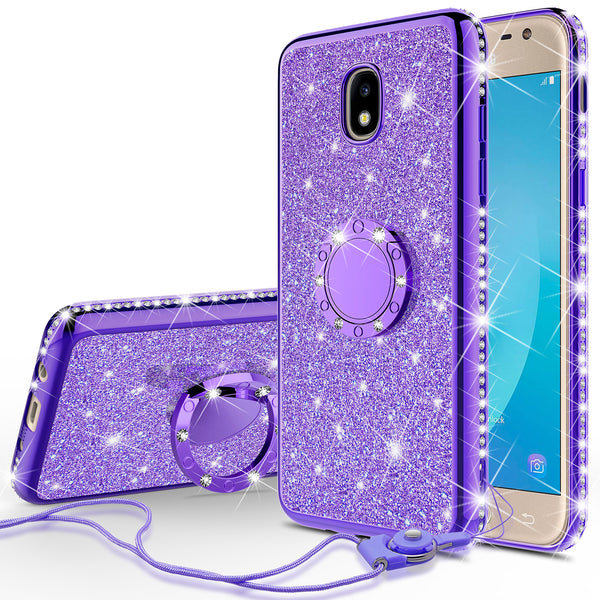 samsung galaxy j3 (2018) glitter bling fashion case - purple - www.coverlabusa.com