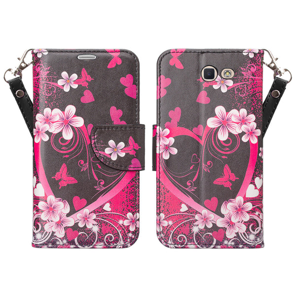 Samsung J7(2017), J7 Sky Pro, J7 V, J7 Perx Wallet Case - heart butterflies - www.coverlabusa.com