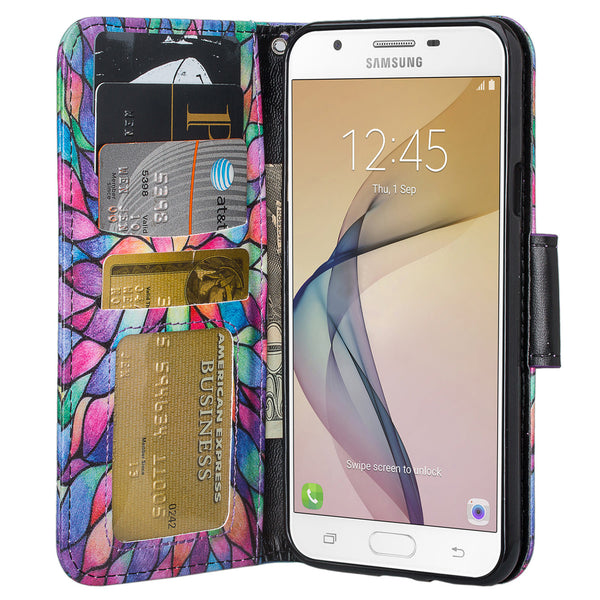 Samsung J7(2017), J7 Sky Pro, J7 V, J7 Perx Wallet Case - rainbow flower - www.coverlabusa.com