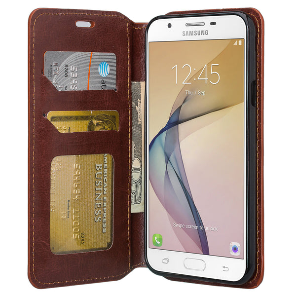 Samsung J7(2017), J7 Sky Pro, J7 V, J7 Perx Wallet Case - brown - www.coverlabusa.com