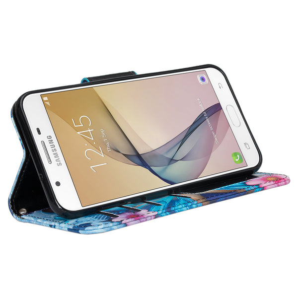 Samsung J7(2017), J7 Sky Pro, J7 V, J7 Perx Wallet Case - blue butterfly- www.coverlabusa.com