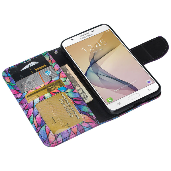Samsung J7(2017), J7 Sky Pro, J7 V, J7 Perx Wallet Case - rainbow flower - www.coverlabusa.com