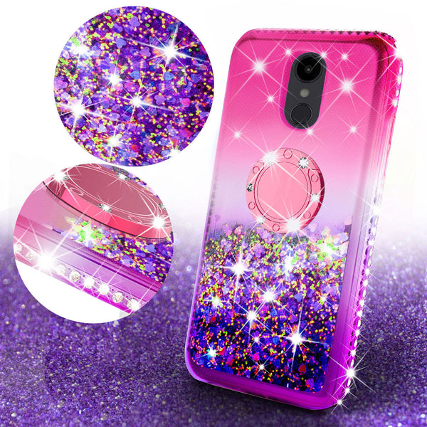 glitter ring phone case for lg aristo 4 plus - hot pink gradient - www.coverlabusa.com