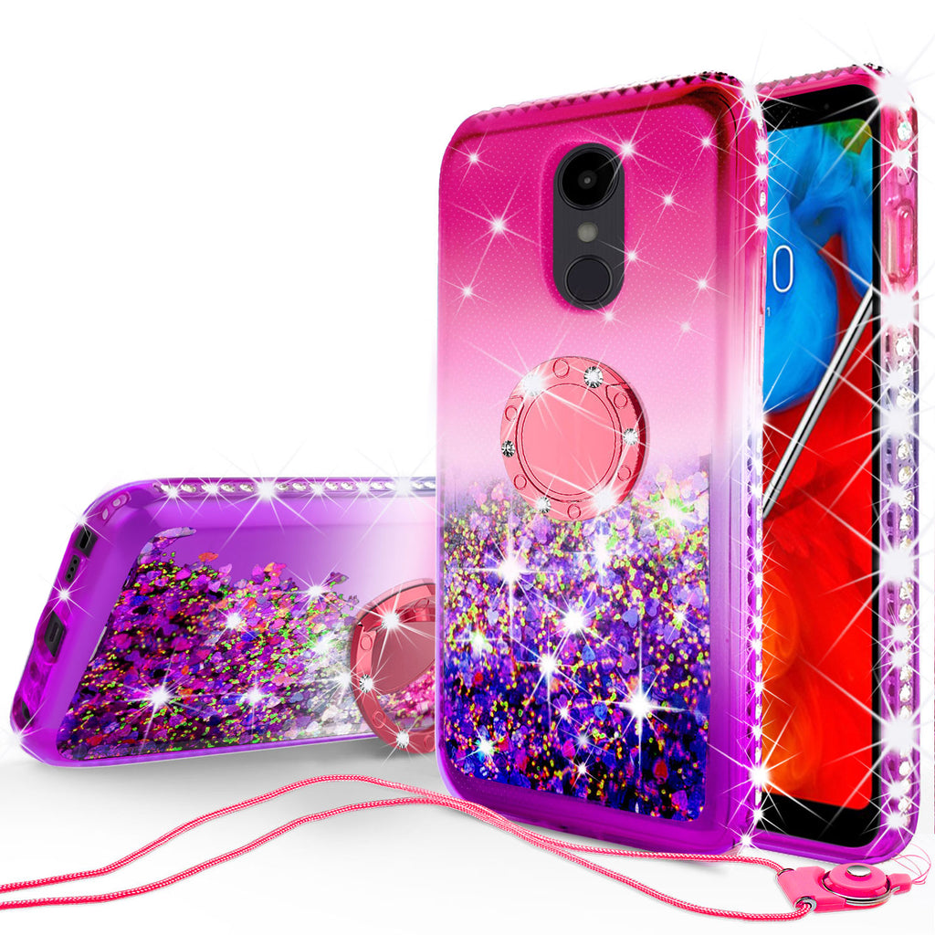 glitter ring phone case for lg aristo 4 plus - hot pink gradient - www.coverlabusa.com