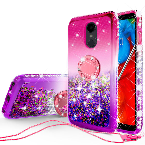 glitter ring phone case for lg aristo 4 plus - hot pink gradient - www.coverlabusa.com