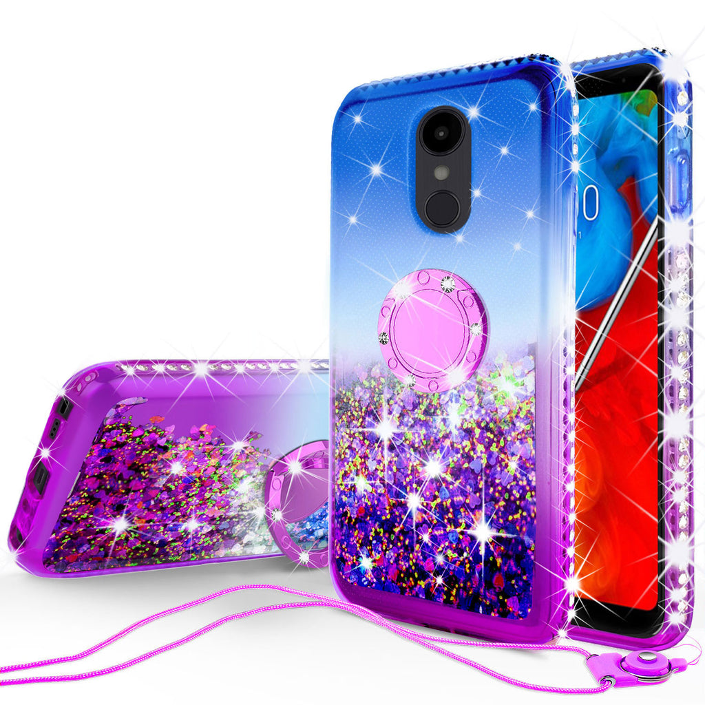 glitter ring phone case for lg aristo 4 plus - blue gradient - www.coverlabusa.com