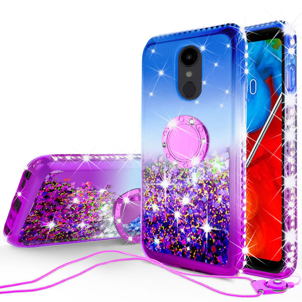 glitter ring phone case for lg aristo 4 plus - blue gradient - www.coverlabusa.com